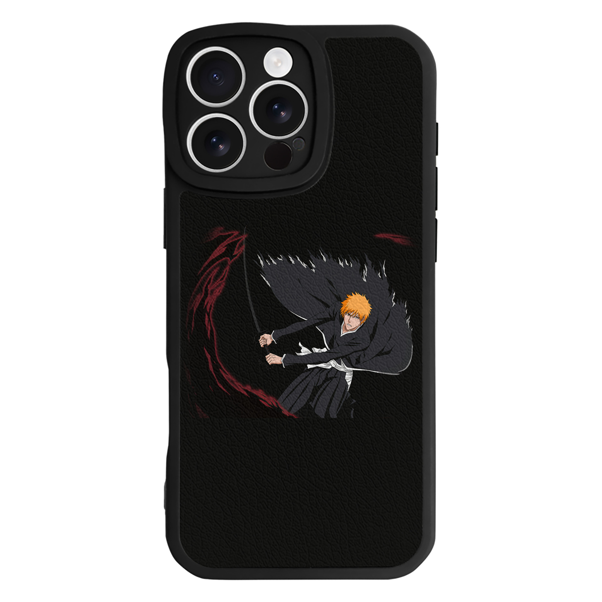 （画像用） ブリーチ 黒崎一護（くろさき いちご）BLEACH Kurosaki Ichigo 【iPhone 16シリーズ対応】シリコンスマホケース（レザー調） 材質：シリコン